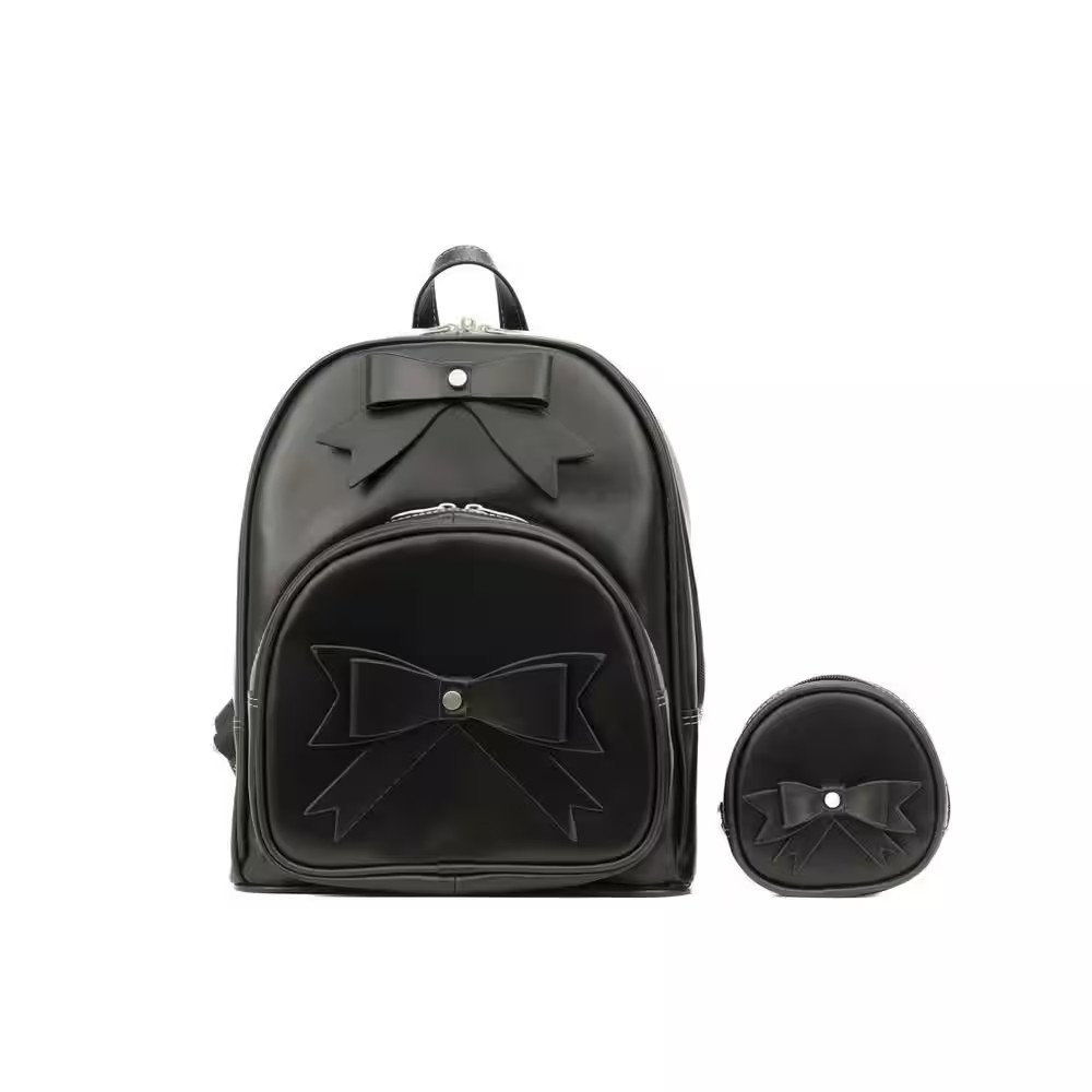 ARCHES 11.5 In. Black Top Grain Cowhide Leather Bow Backpack