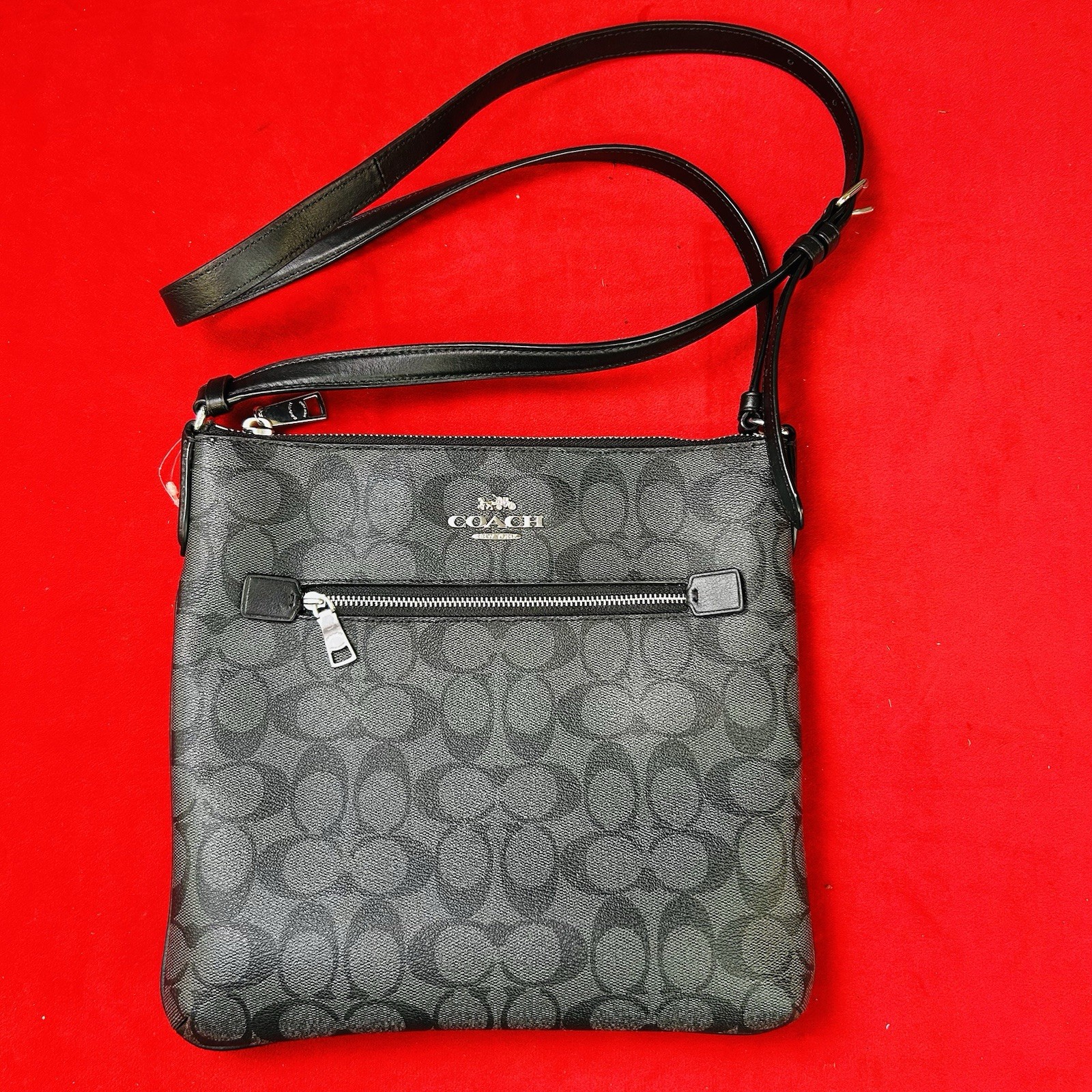BRAND NEW Coach Rowan File Bag Signature Graphite Black & Silver