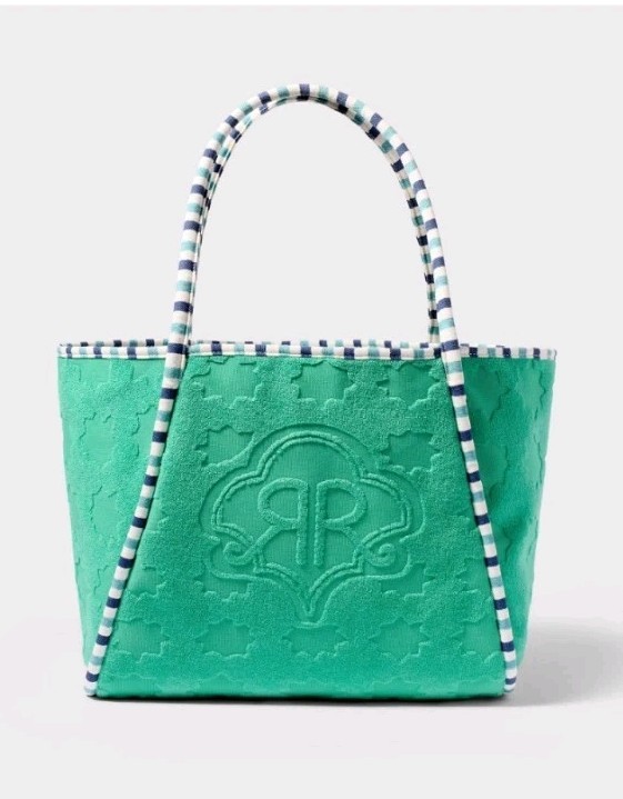 NWT! Roller Rabbit x Target Star Large Terry Beach Tote Bag Green