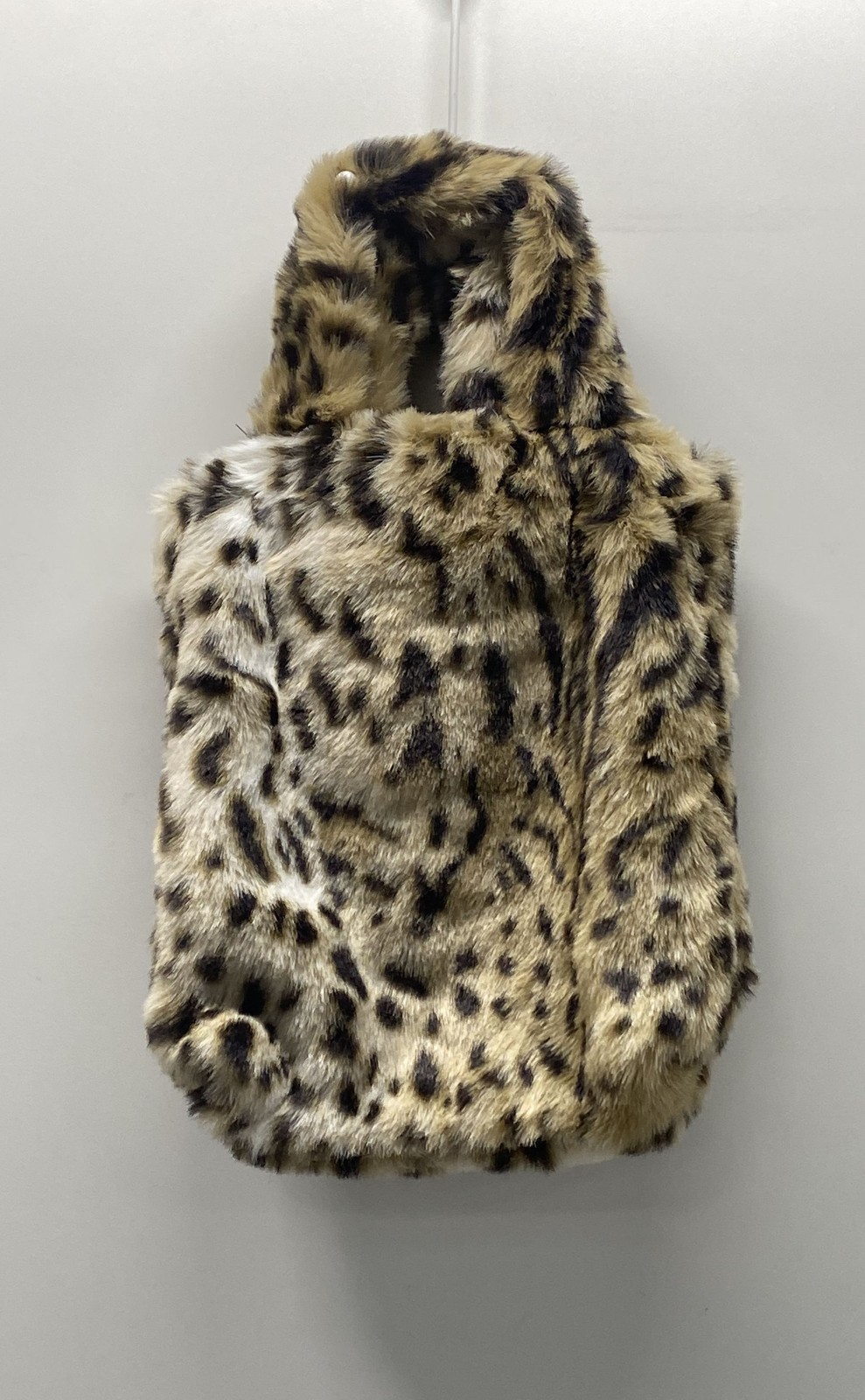 Pam & Gela Leopard Print Contemporary Faux Fur Tote Bag NWT Gold Hardware