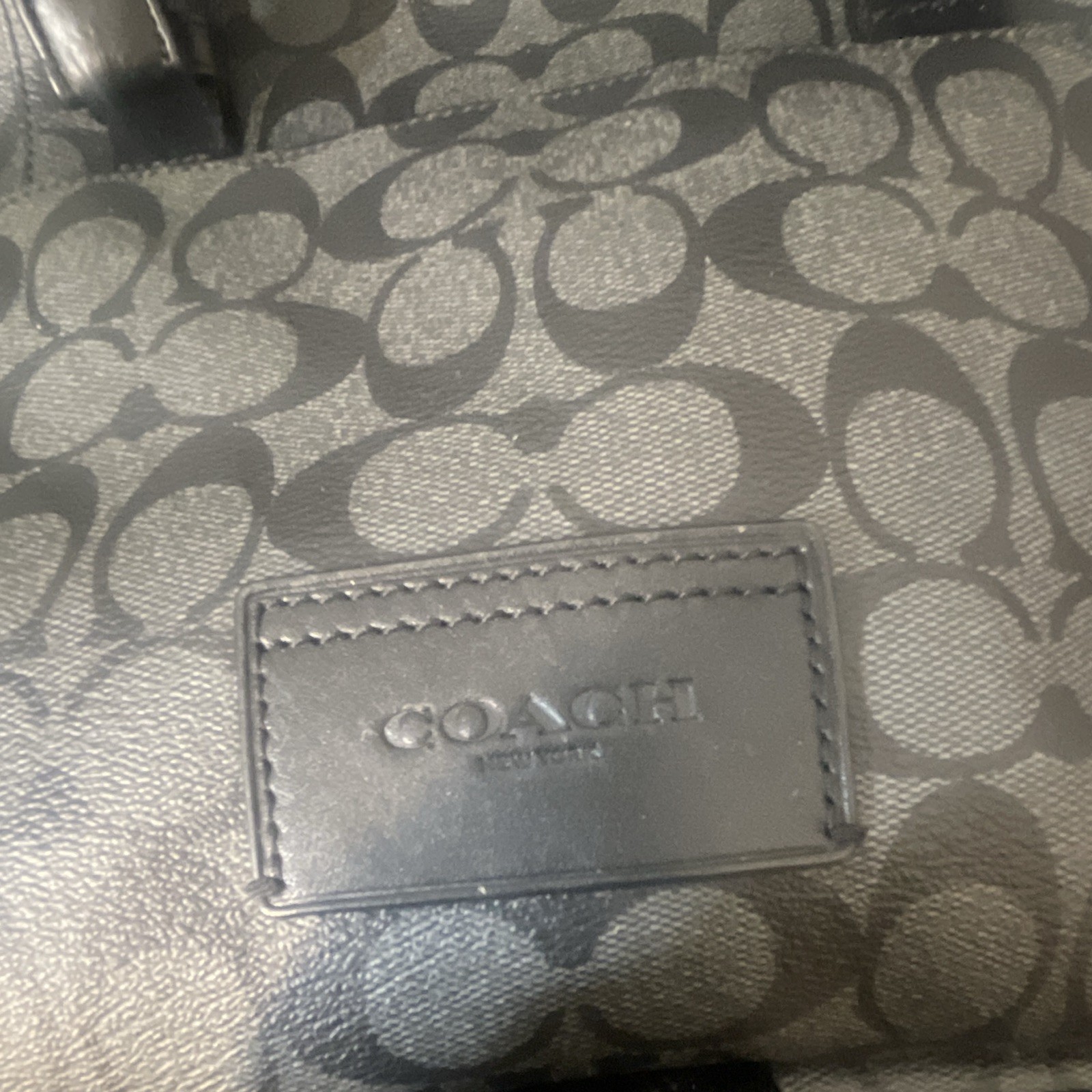 Coach Signature Monogram Backpack Black/Gray Buckle Flap Zip, Adjustable Straps