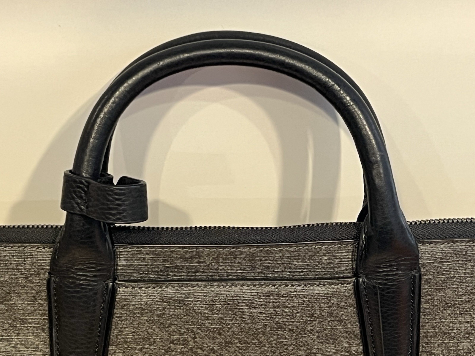 Tumi Stanton Anita Portfolio Shoulder Bag Messenger Briefcase Grey Black Strap