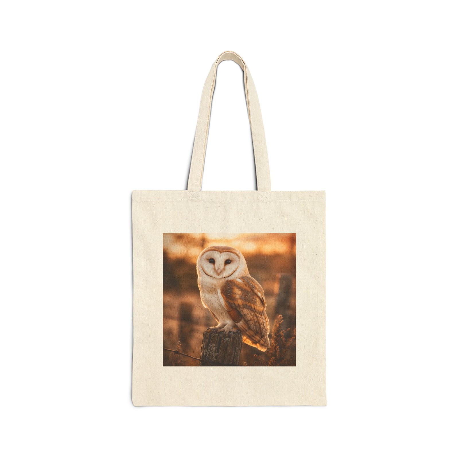 Barn Owl Tote Bag – Rustic Golden Light Boutique‑Realism Portrait