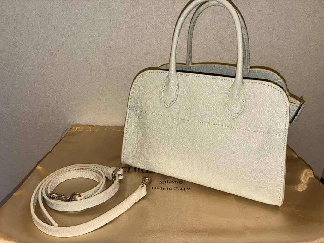 The Row Margaux-style 2 way Leather Mini Boston Bag with shoulder strap Mint