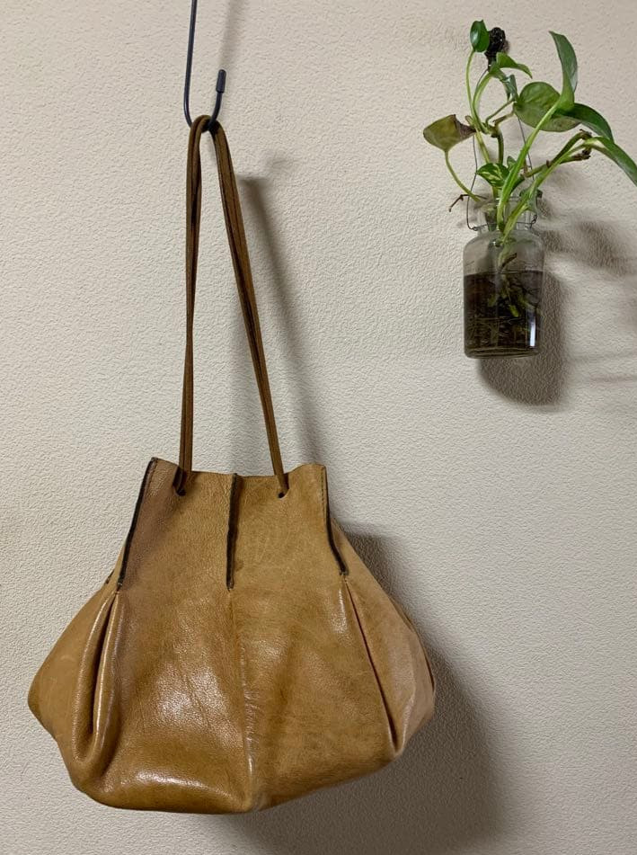 HENRY CUIR Camel Leather Bag Brown From Japan