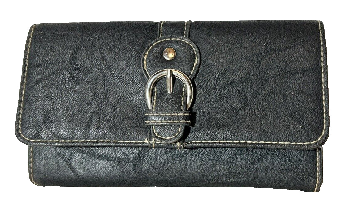 Black Clutch Purse or Wallet- Women Cell Phone Purse -Snap Closure-Zipper Pocket