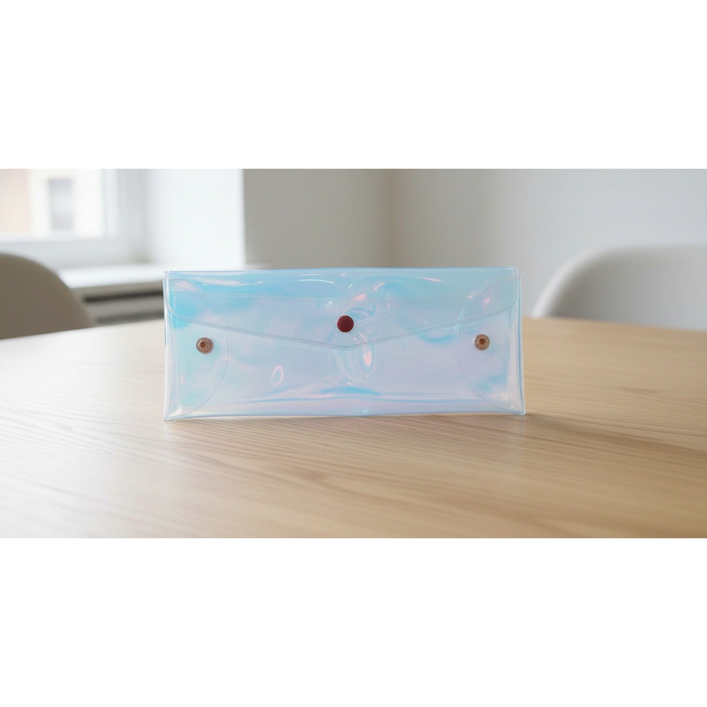 3 Pcs Iridescent Holographic Clear PVC Clutch Envelope Pouch Bag Blue Pink