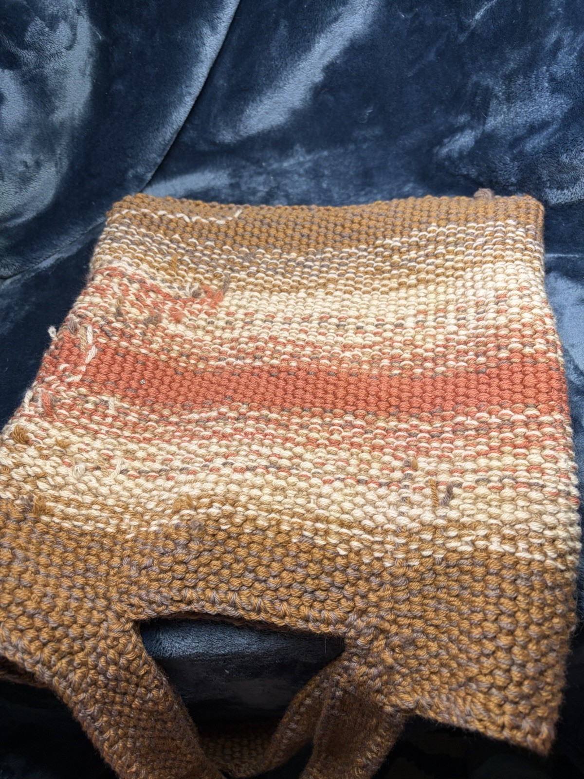 Handmade Crochet/knitted Shoulder Bag Browns, Cream, And Orange