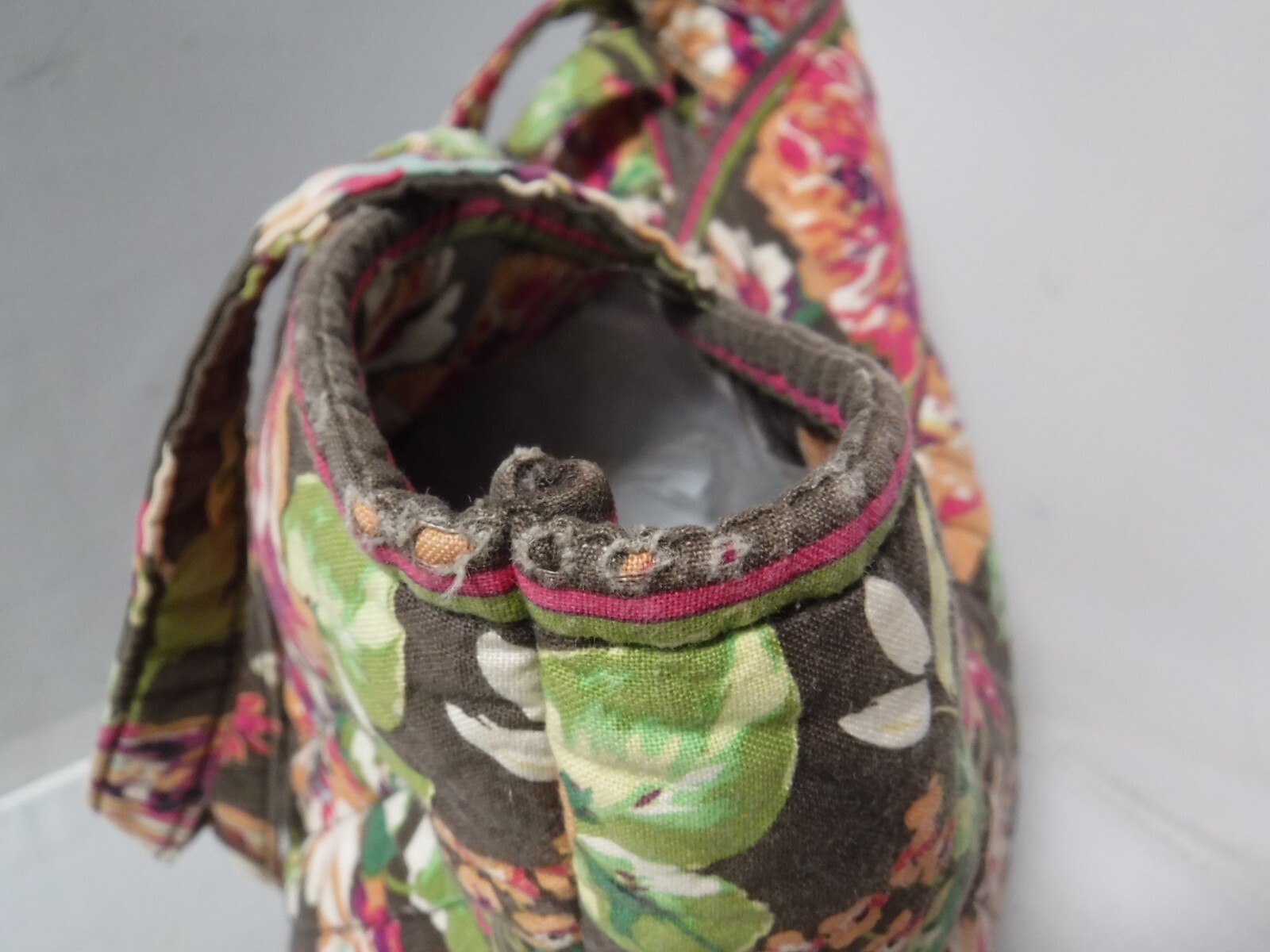 Retired Vera Bradley English Rose Handbag Toggle Button Tote Style Bag Purse
