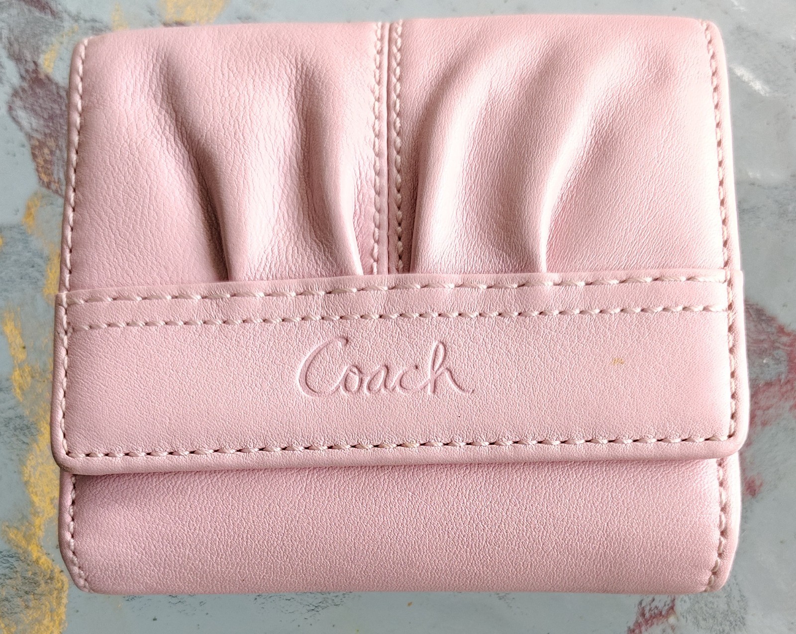 Coach LARGE F13732 Vintage Pink Soho Y2K Pleated Leather Shoulder Bag & Wallet
