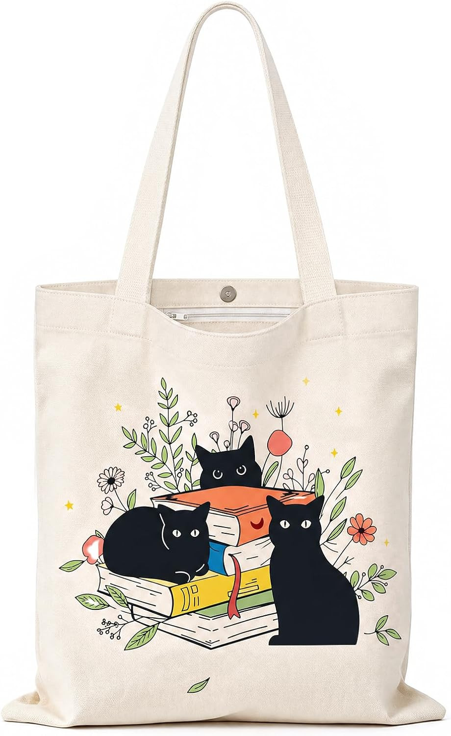 1 Pack Reusable Canvas Cute Shoulder Bag,Made of 10 oz Canvas Tote Bag for Women