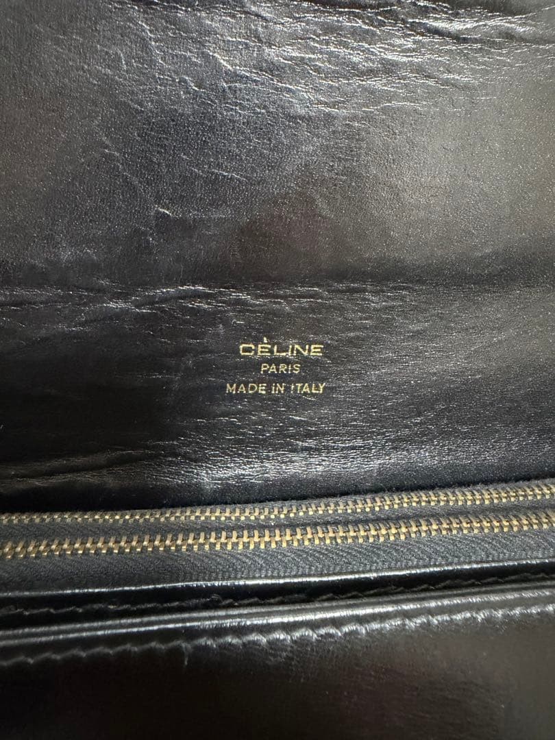 CELINE Old Horsebit Shoulder Bag Black Leather Vintage Authentic Rare