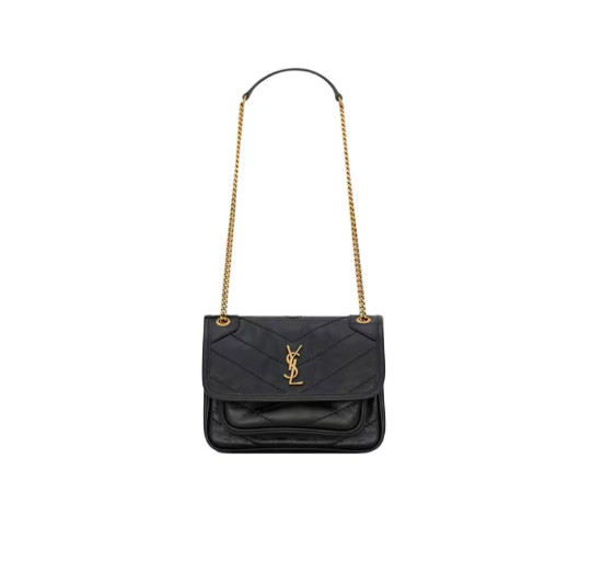 SAINT LAURENT Niki leather shoulder bag Small Women’s Black 8.3*3.0*6.3 in