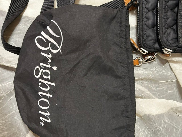 Brighton Kora Mini Utility Bag Heart Strap Black Quilted Cross Body Purse USED