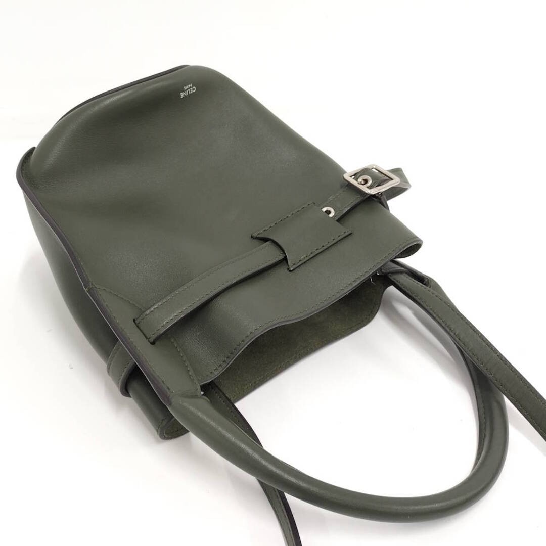 Celine Shoulder Bag Leather Khaki 187243A Used SKAI-0
