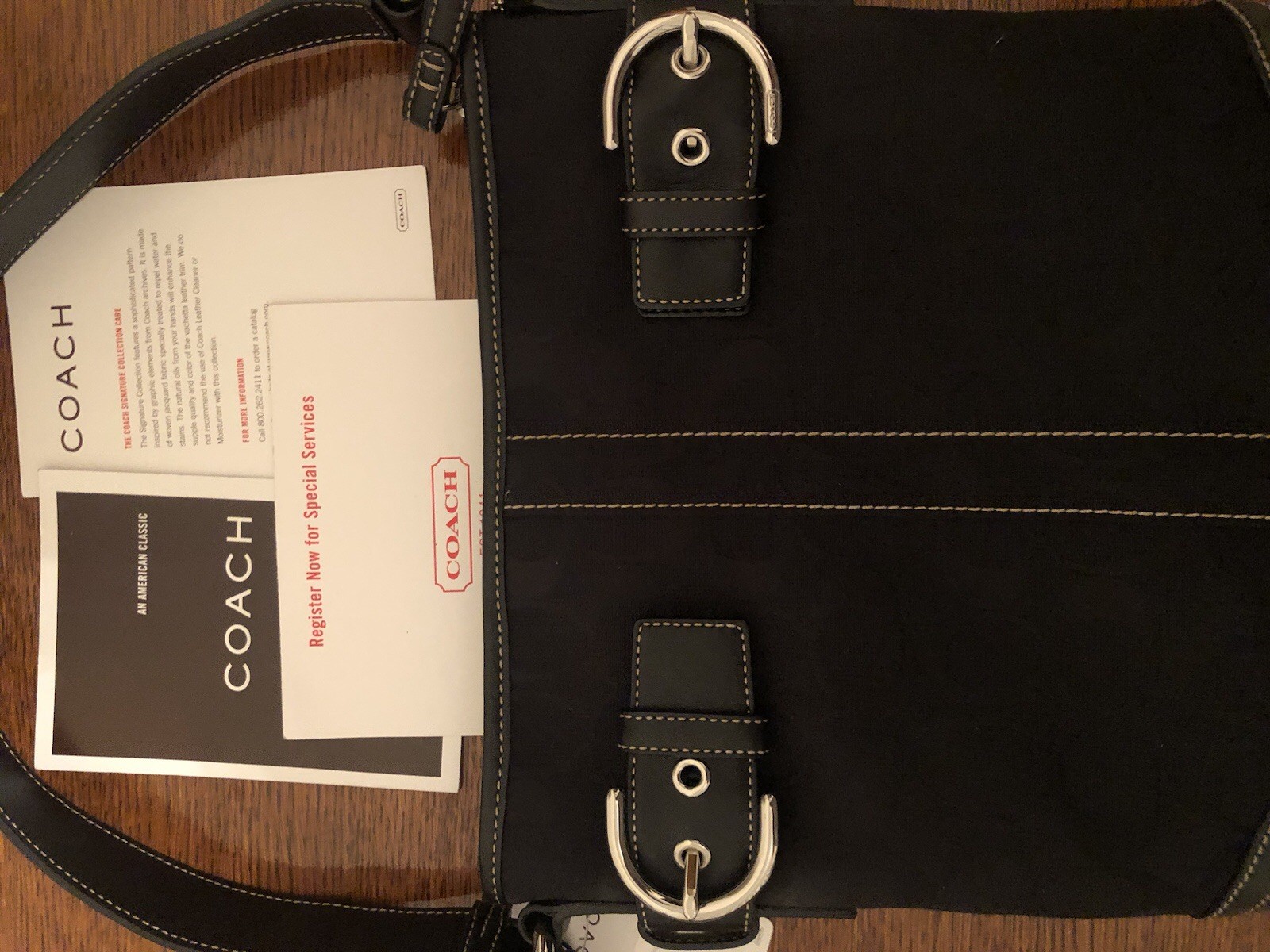NWT Vintage Coach 3577 Soho Black Signature Canvas /leather Shoulder Bag Y2K
