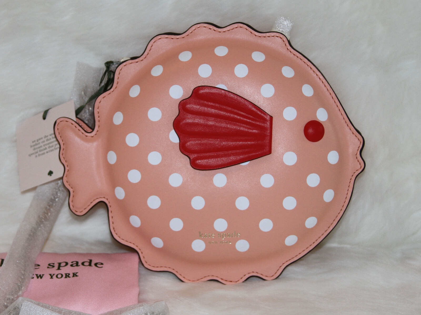Kate Spade Polka Dot Puffer Fish Crossbody Bag Clutch Novelty Purse Handbag NWT