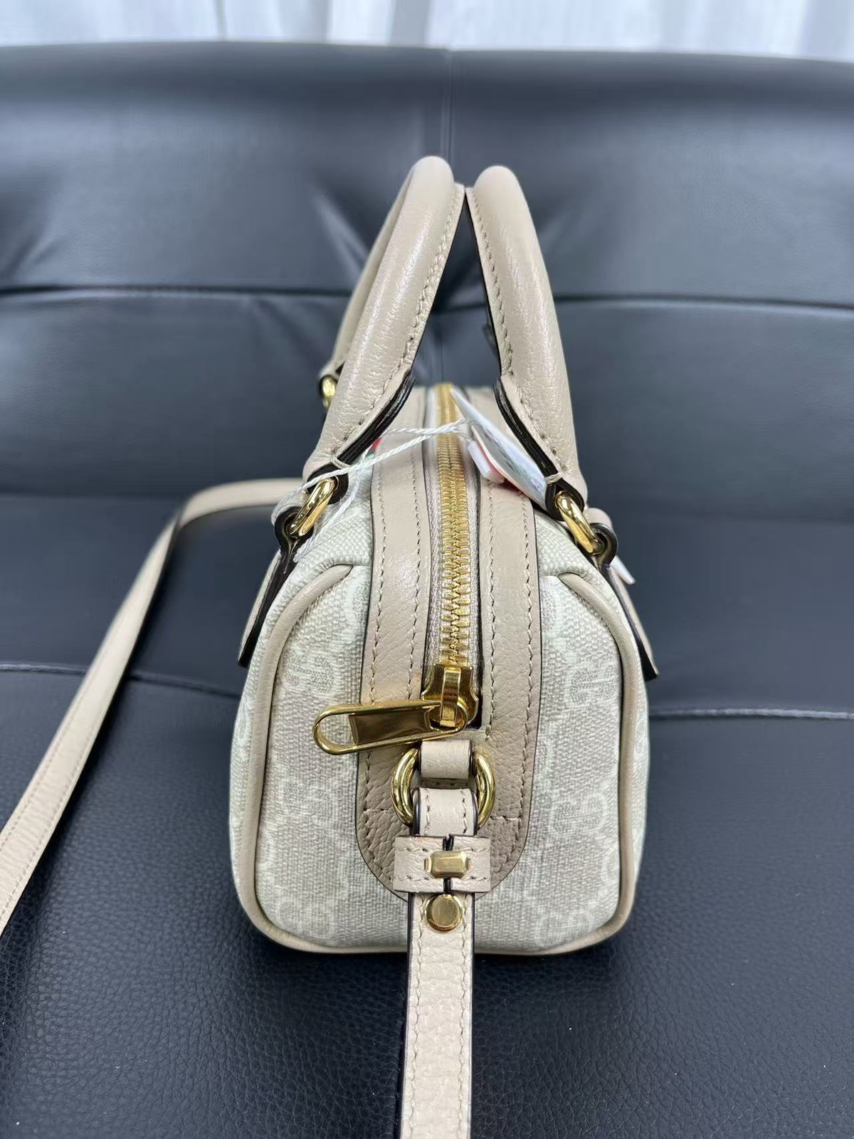 GUCCI Ophidia Mini Beige/Oatmeal GG Canvas Top Handle Bag