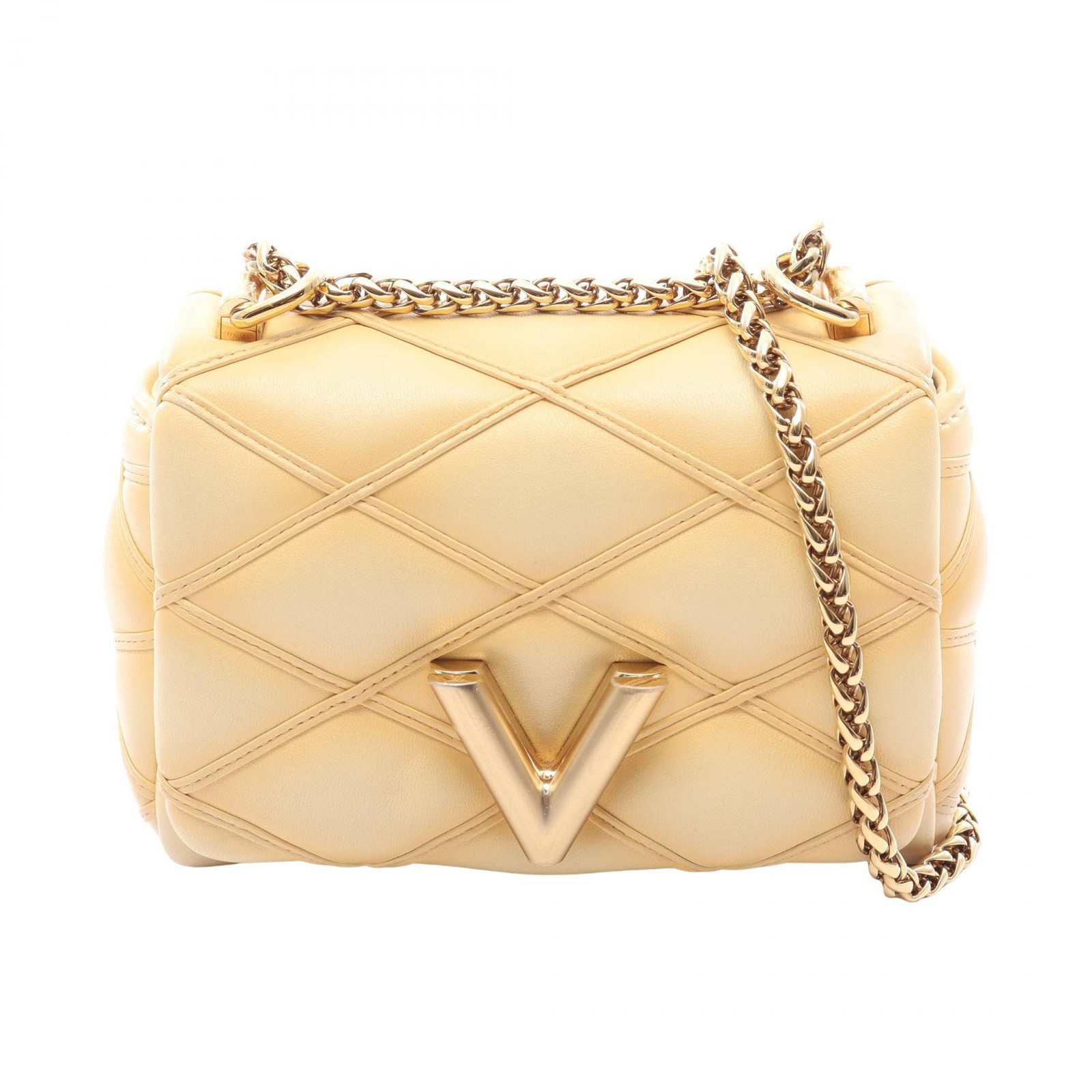 LOUIS VUITTON PICO GO-14 Maltage chain Shoulder hand Bag leather banana Yellow