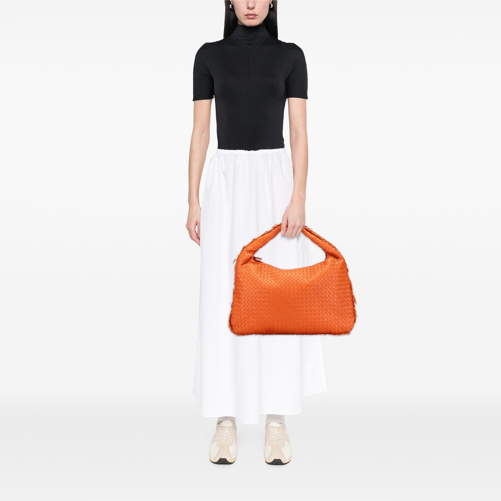 Bottega Veneta Medium Nappa Intrecciato Fuzzy Hobo Pre-Loved Bag Orange