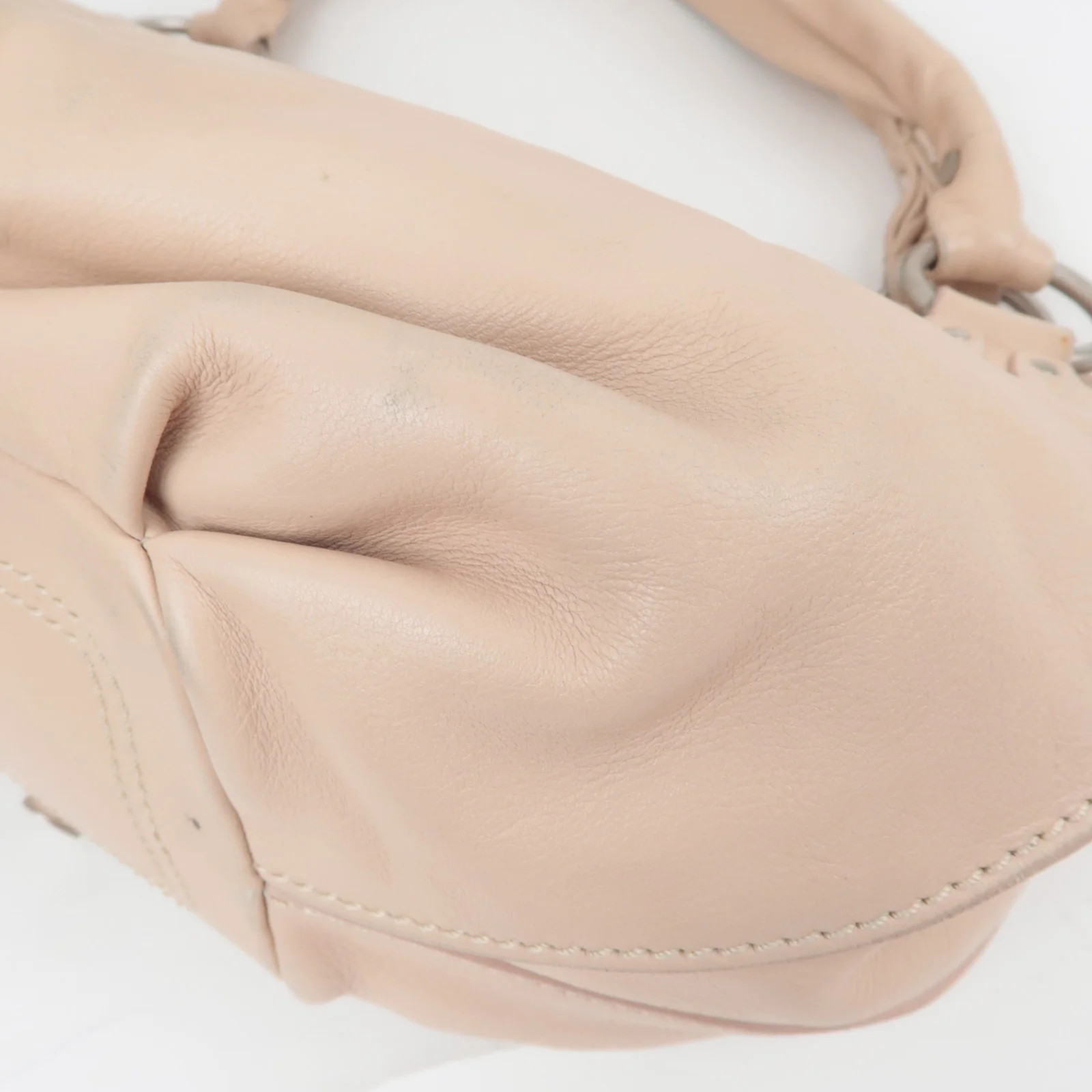 CELINE Bittersweet Leather Shoulder Bag Pink Beige Authentic