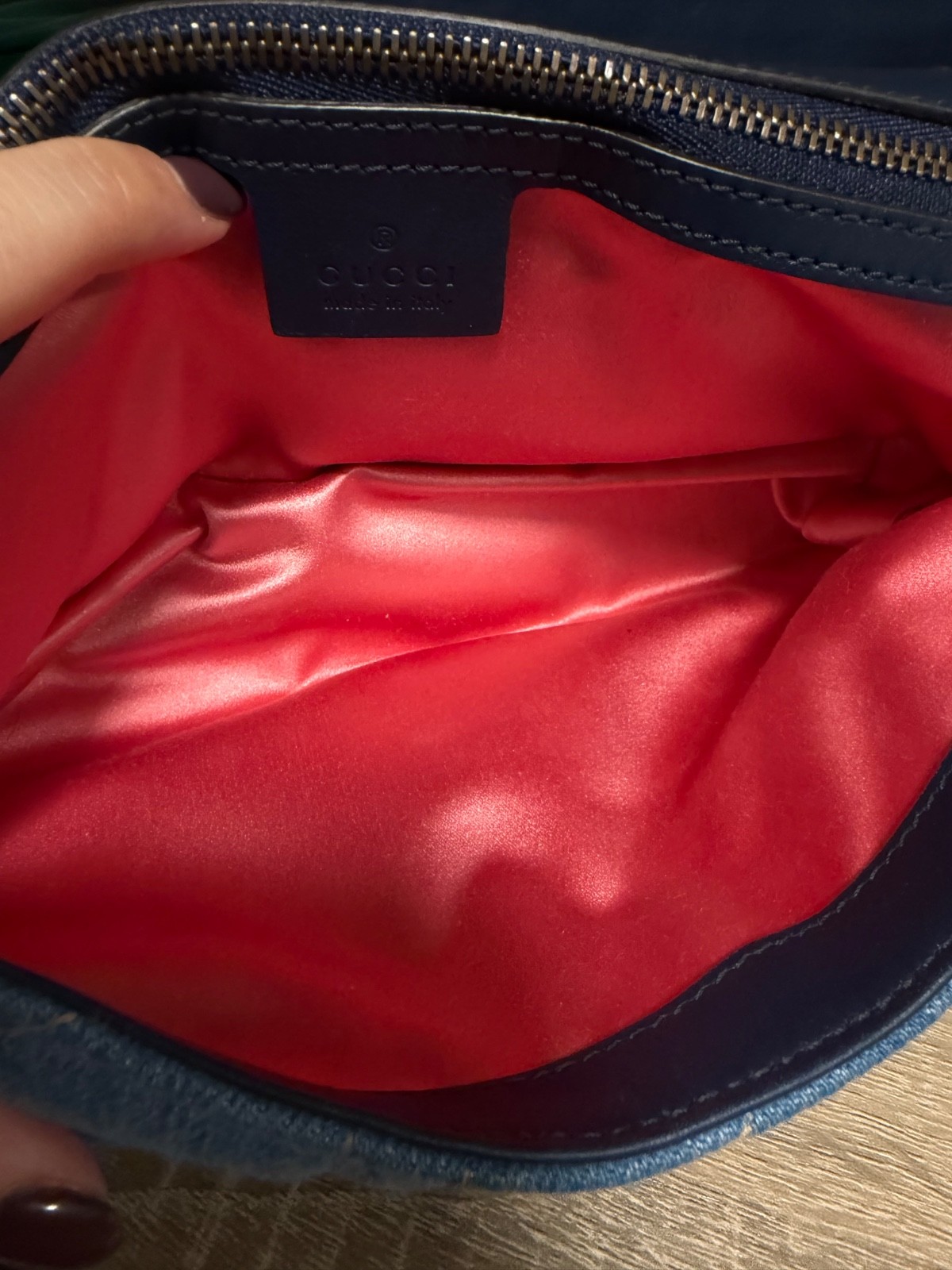 Gucci GG Marmont Chain Shoulder Bag Denim Blue
