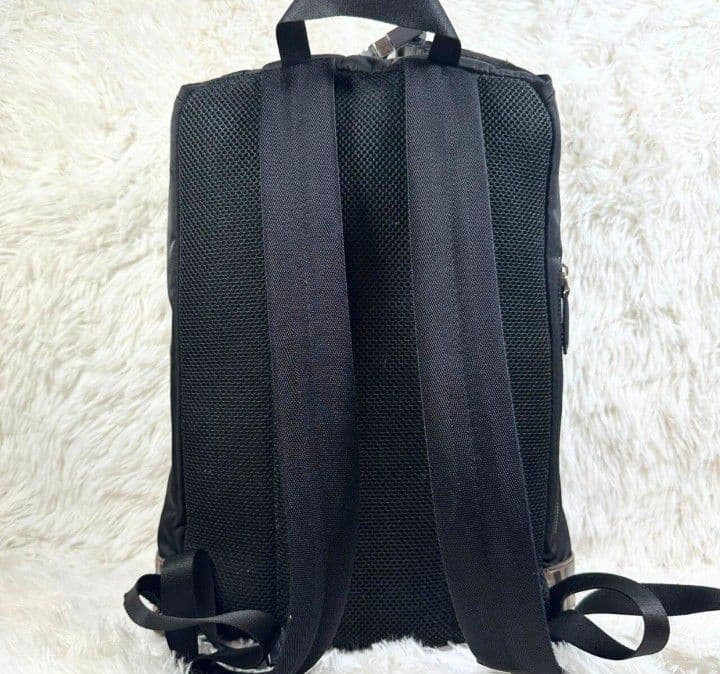 Fendi Zucca Nylon Backpack Black Leather Large 30x45cm Shoulder Bag