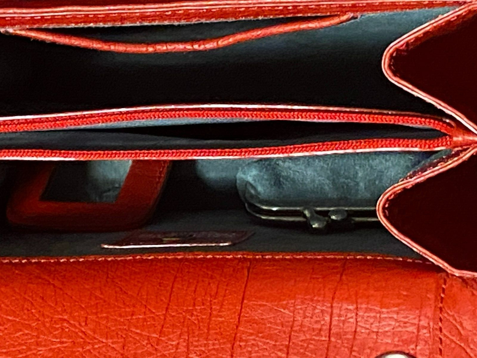 $1850 Cape Cobra MAXI IN ROUGE OSTRICH | Red | 8.2″ x 6.5″ x 3.7″