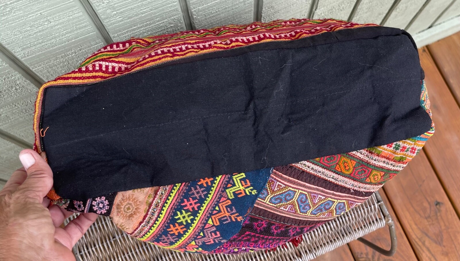 Thai Hmong Embroidered Beads Vintage Cotton Tote Large Boho Festival Bag NWT