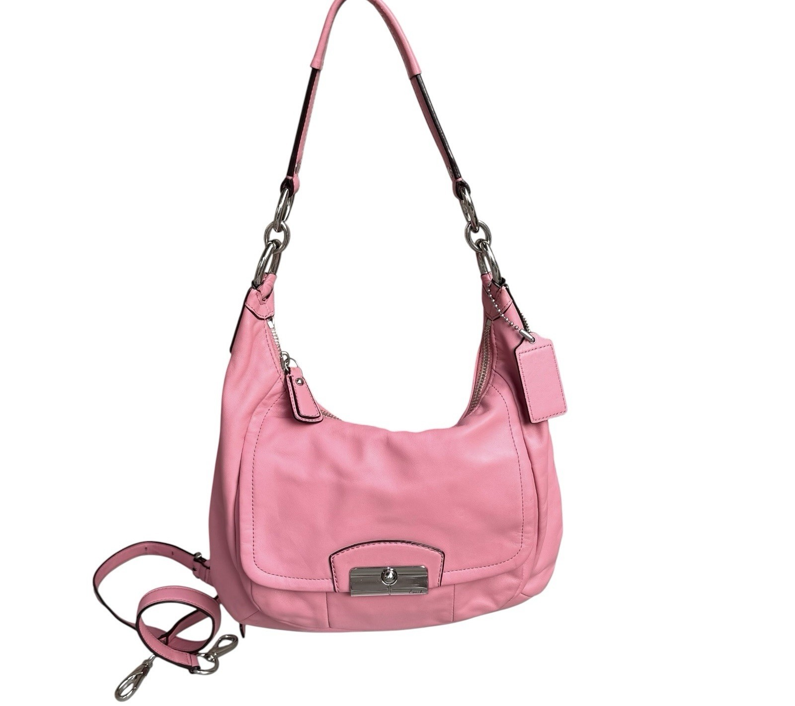 Coach Kristin Pink Leather Hobo Shoulder Bag Convertible Crossbody F22306
