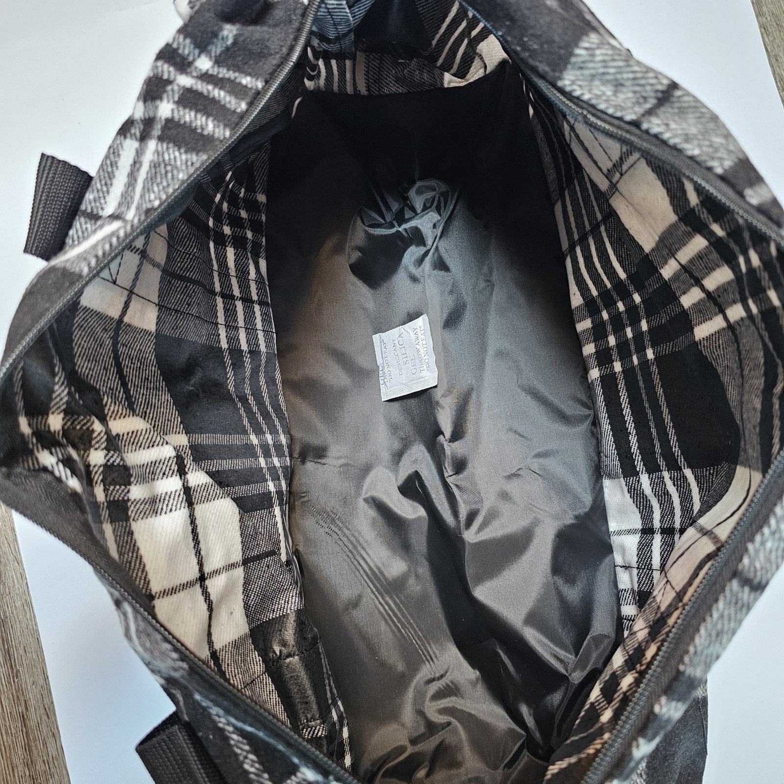 DSW Exclusive Black & White Plaid Weekender Bag Travel Carry On Bag
