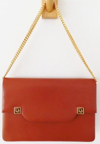 Christian Dior logo plate leather chain shoulder bag