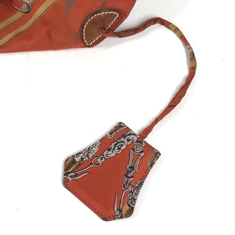 HERMES Silky City PM Crossbody bag with pouch Shoulder Bag silk / Leather Orange