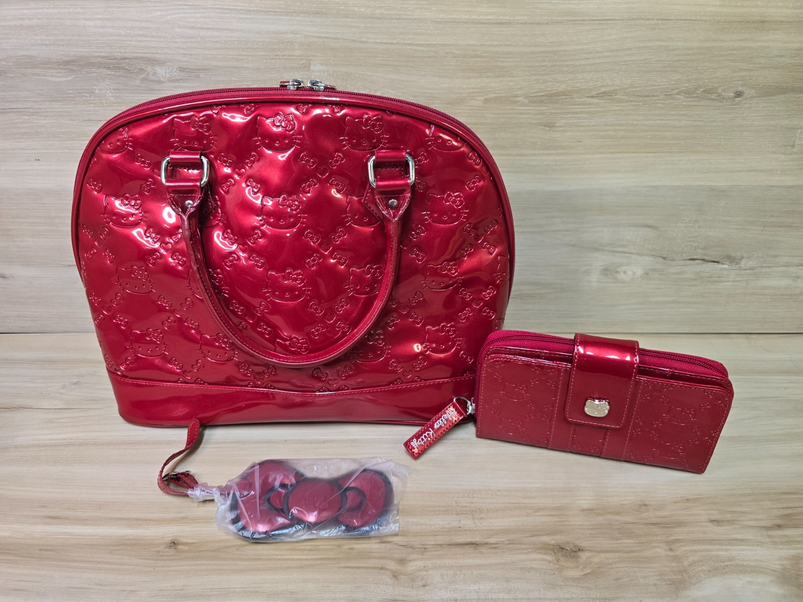 LoungeFly X Sanrio Hello Kitty Embossed Extra Large Bag with Wallet and Bow Red