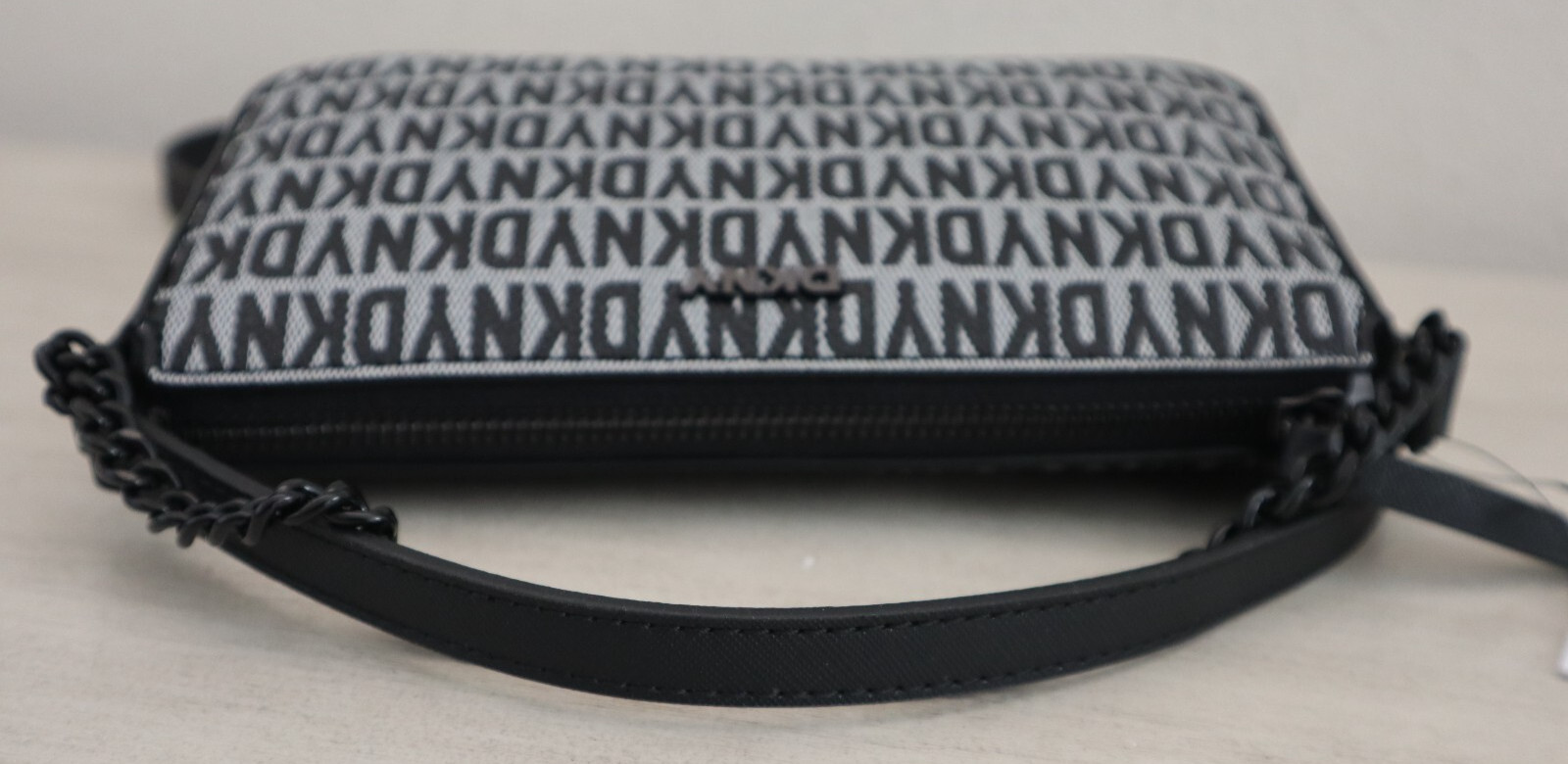 DKNY WMN’s Demi White/Black Logo Bryant Park w/Chain Shoulder Crossbody Bag $148
