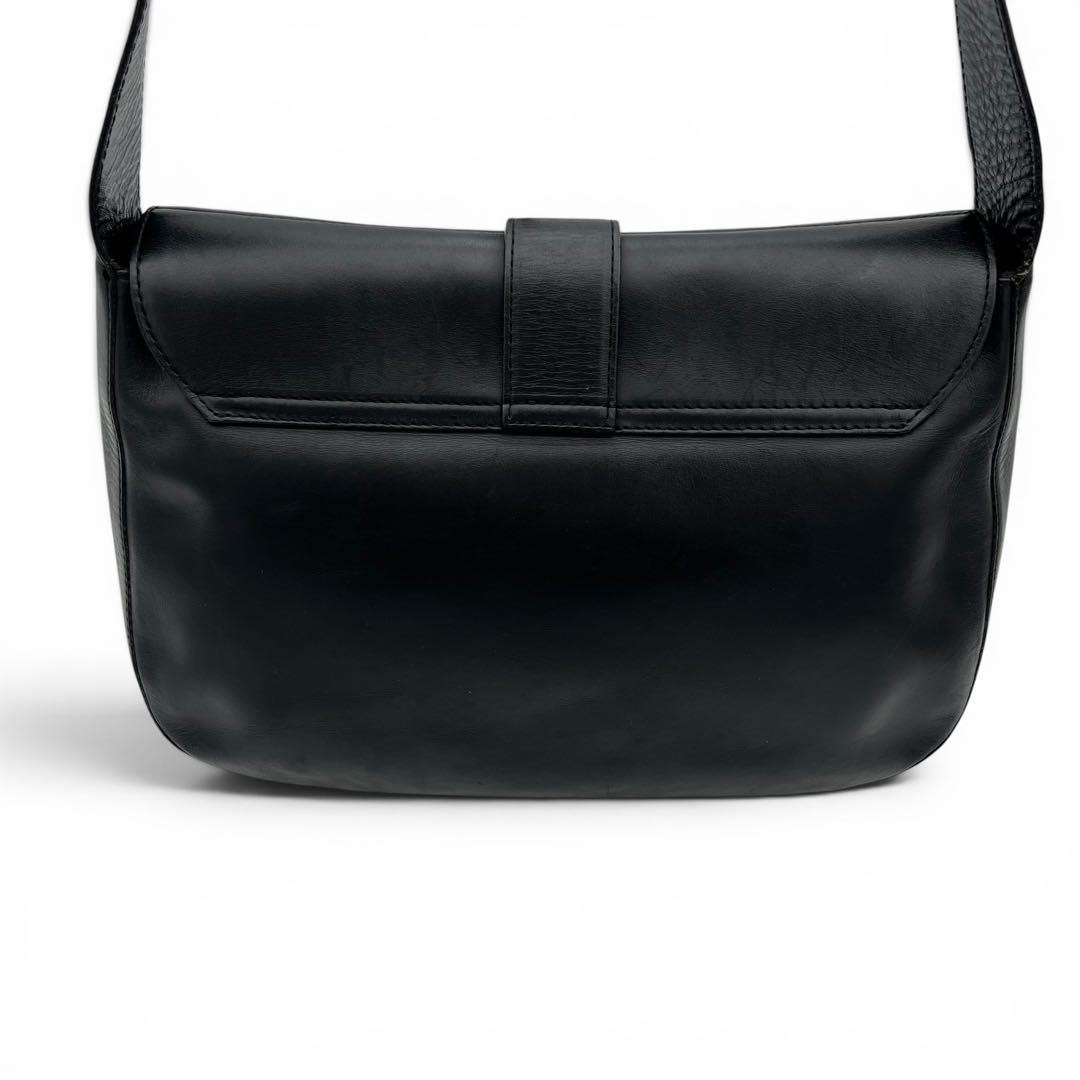 Bally Black Leather Shoulder Bag Y2K 90s Vintage Japan 073222