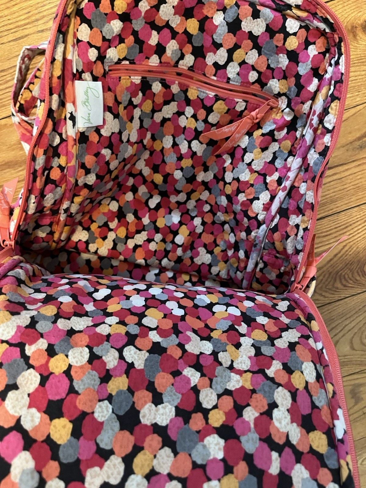 Vera Bradley Backpack Pink, Orange, Yellow, Blue Gray Flowers Lots of Pockets
