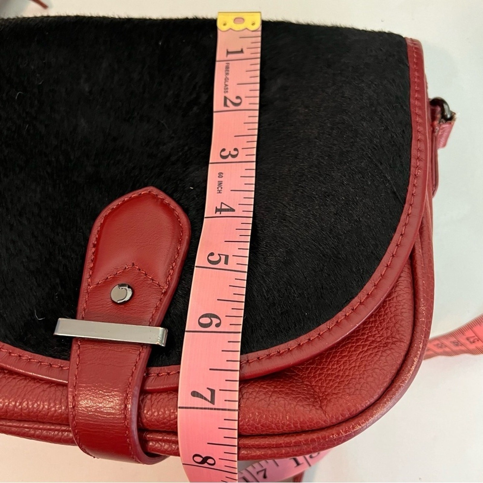 JOES JEANS Red Black Genuine leather Crossbody bag purse tassel
