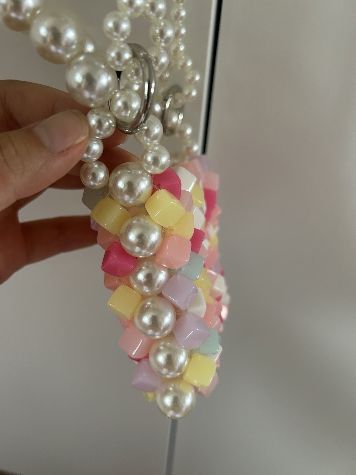 Mini Multicolor Beaded Crossbody Bag Pearl Strap Detachable Strap Party