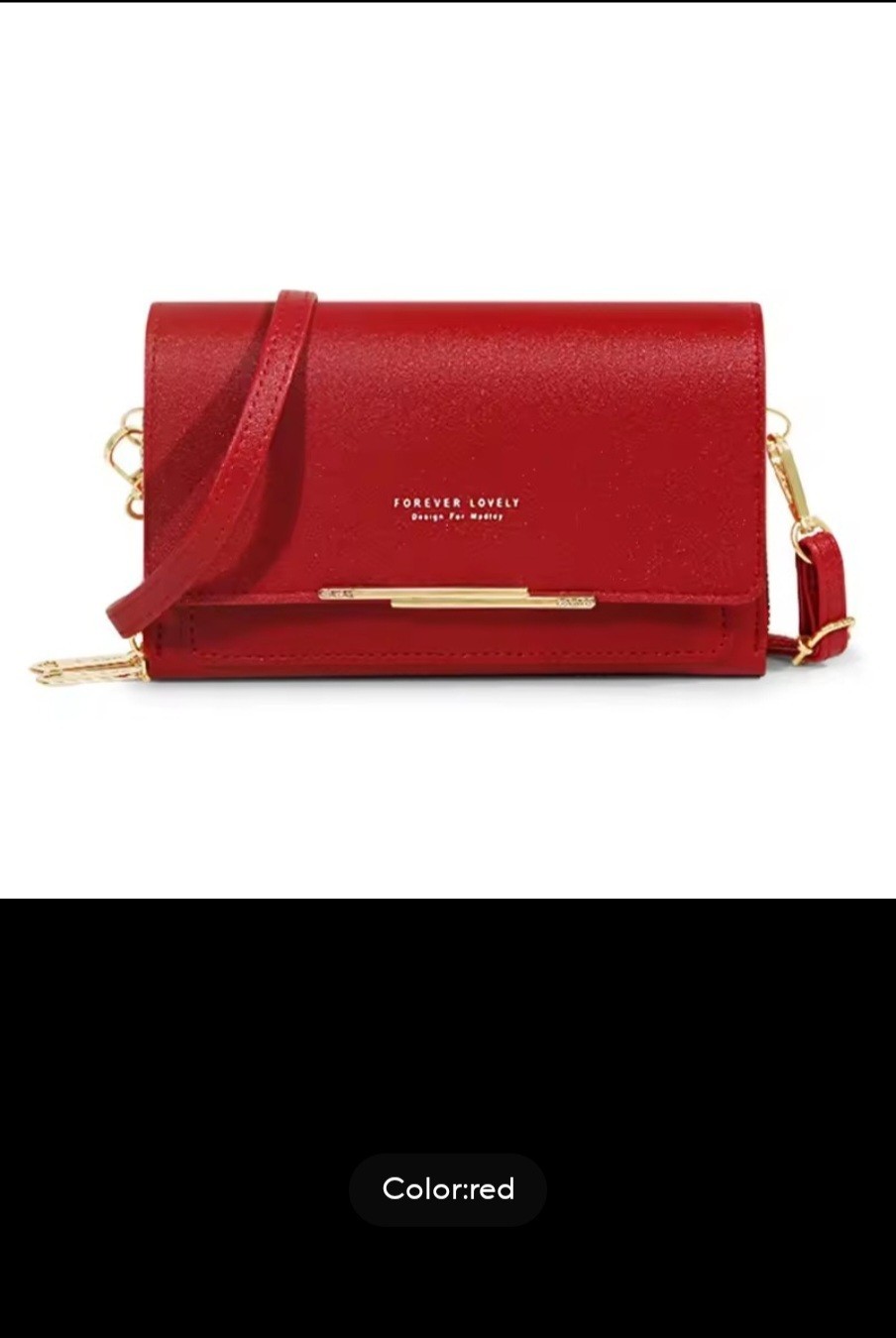 Forever Lovely Women’s Small Dark Blue Crossbody, Snap, Detachable, Gold