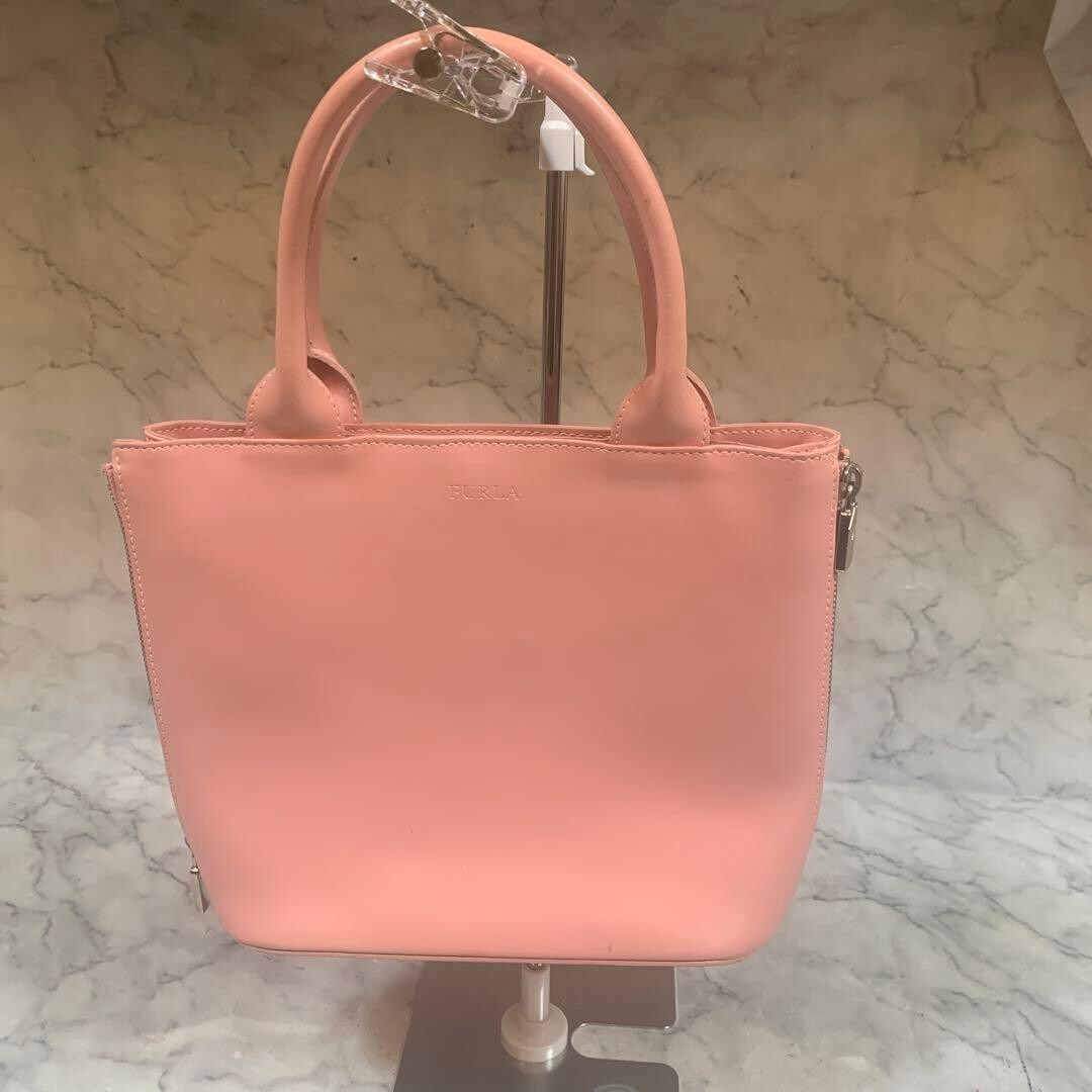 Furla Pink Leather Zip Handbag Women’s Medium Top Handle Bag 10in 25.5cm