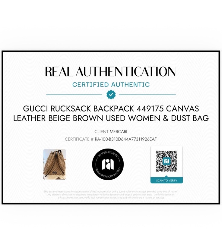 Rare FindGUCCI RUCKSACK BACKPACK CANVASLEATHER BEIGE BROWN USED & DUST BAG & CoA