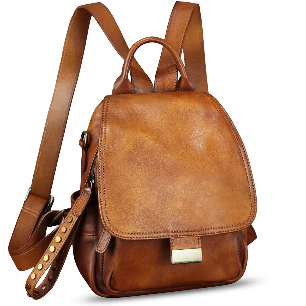 Genuine Leather Fashion Backpack Women Vintage Knapsack Rucksack Daypack Bag
