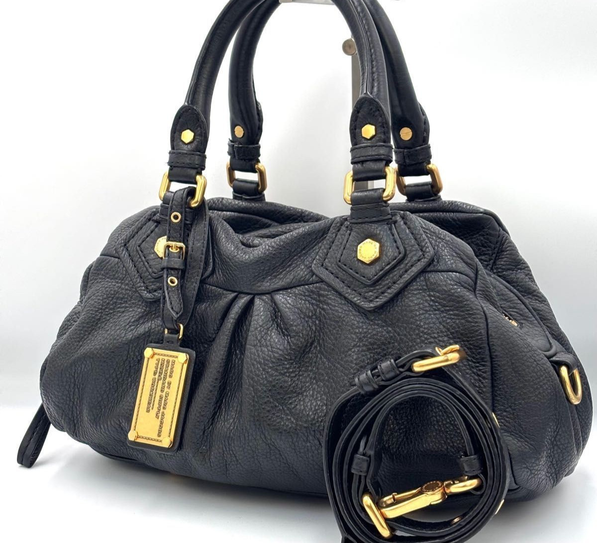 Marc Jacobs Classic Q Baby Groovy 2way Shoulder Bag Handbag Black Y2K