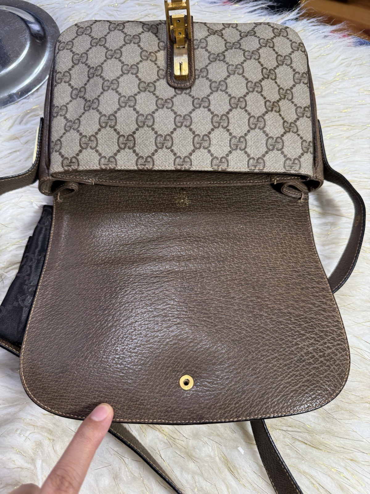 Gucci GG Supreme PVC Canvas leather Brown shoulder bag W/ Duster