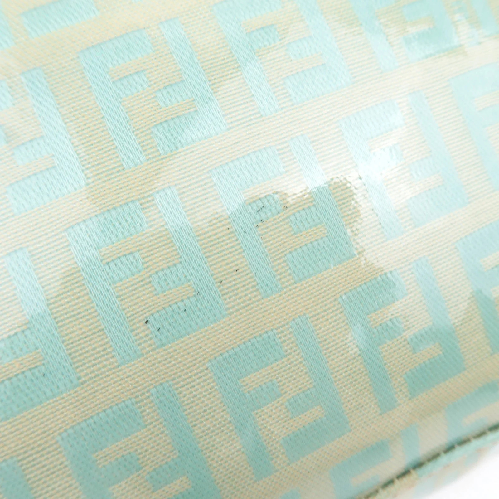 FENDI Zucchino Mamma Baguette Vinyl Leather Shoulder Bag Light Blue 26424 Auth