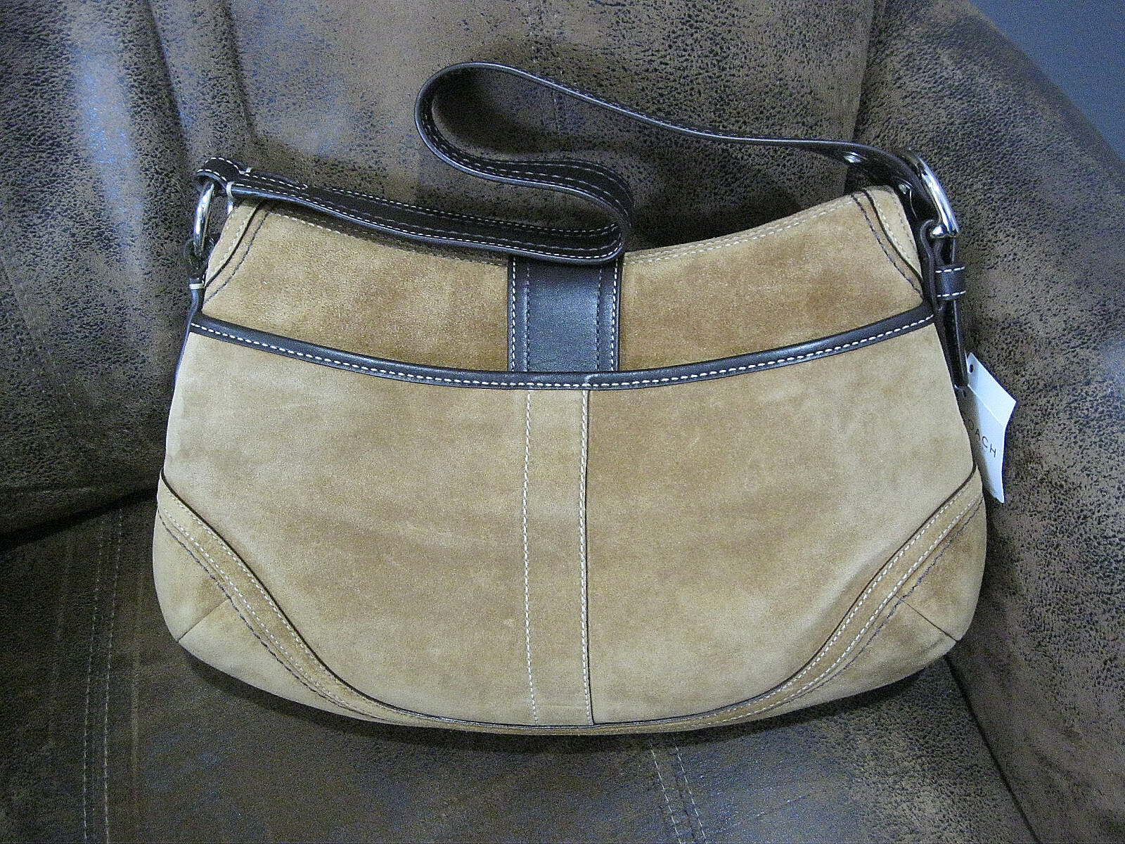 COACH Soho Suede Flap Belt Buckle Shoulder Bag, Honey Color – “AUTHENTIC”