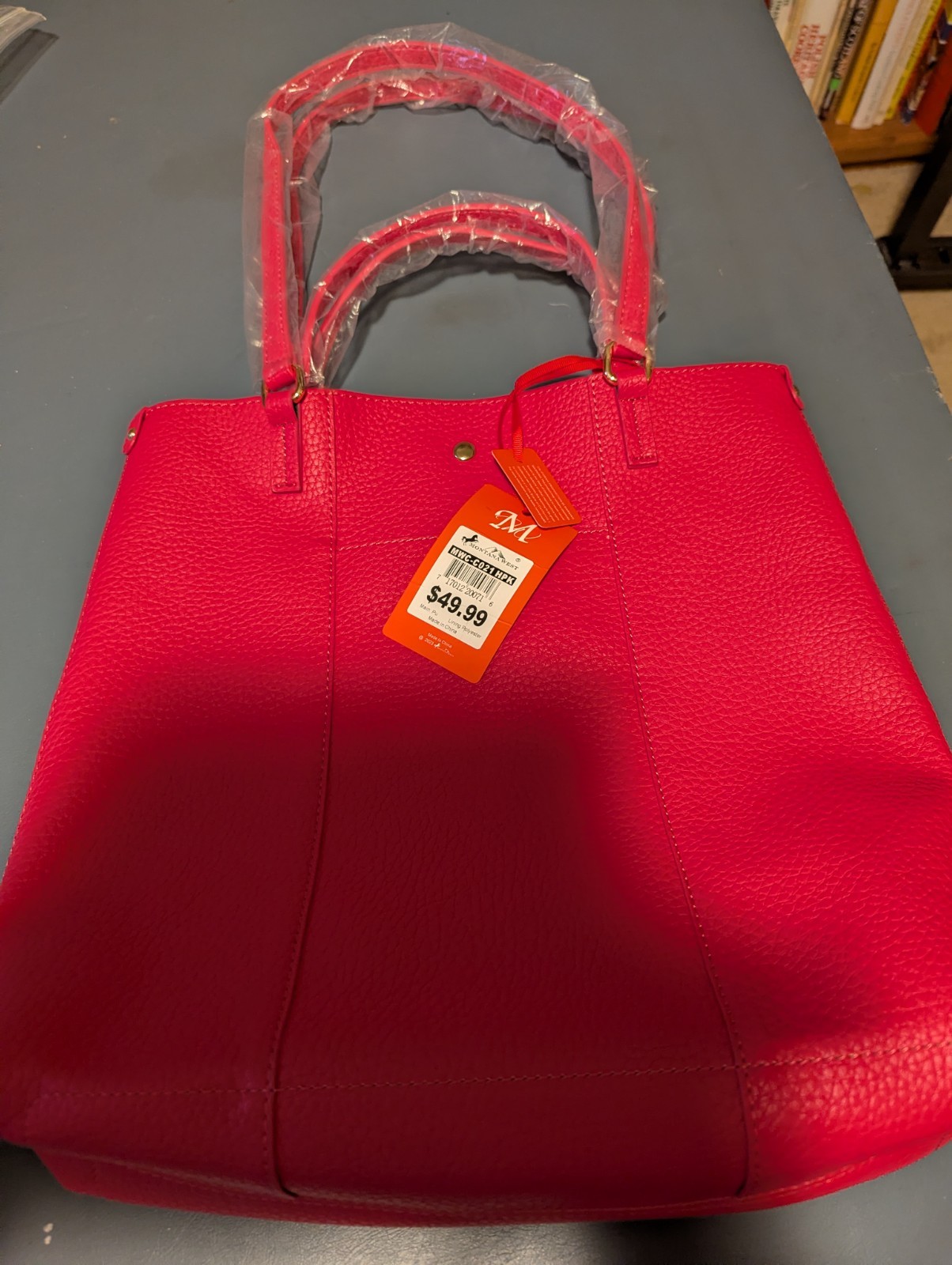 Montana West Pink Pebbled Tote Bag Large Double Handles Gold Hardware Logo Zip