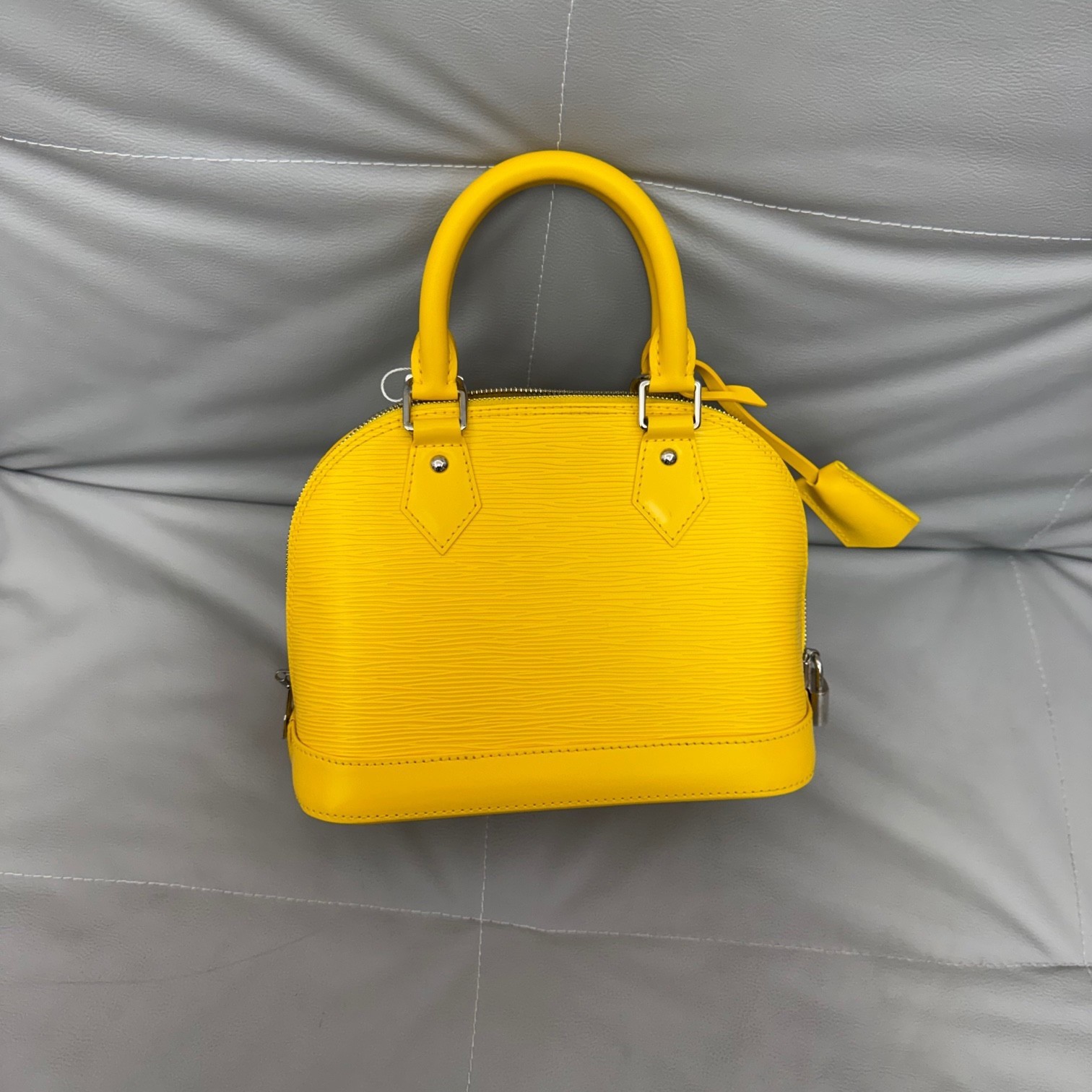 Louis Vuitton LV Handbag Alma BB Yellow Epi Leather Dome Shoulder Bag Silver HDW