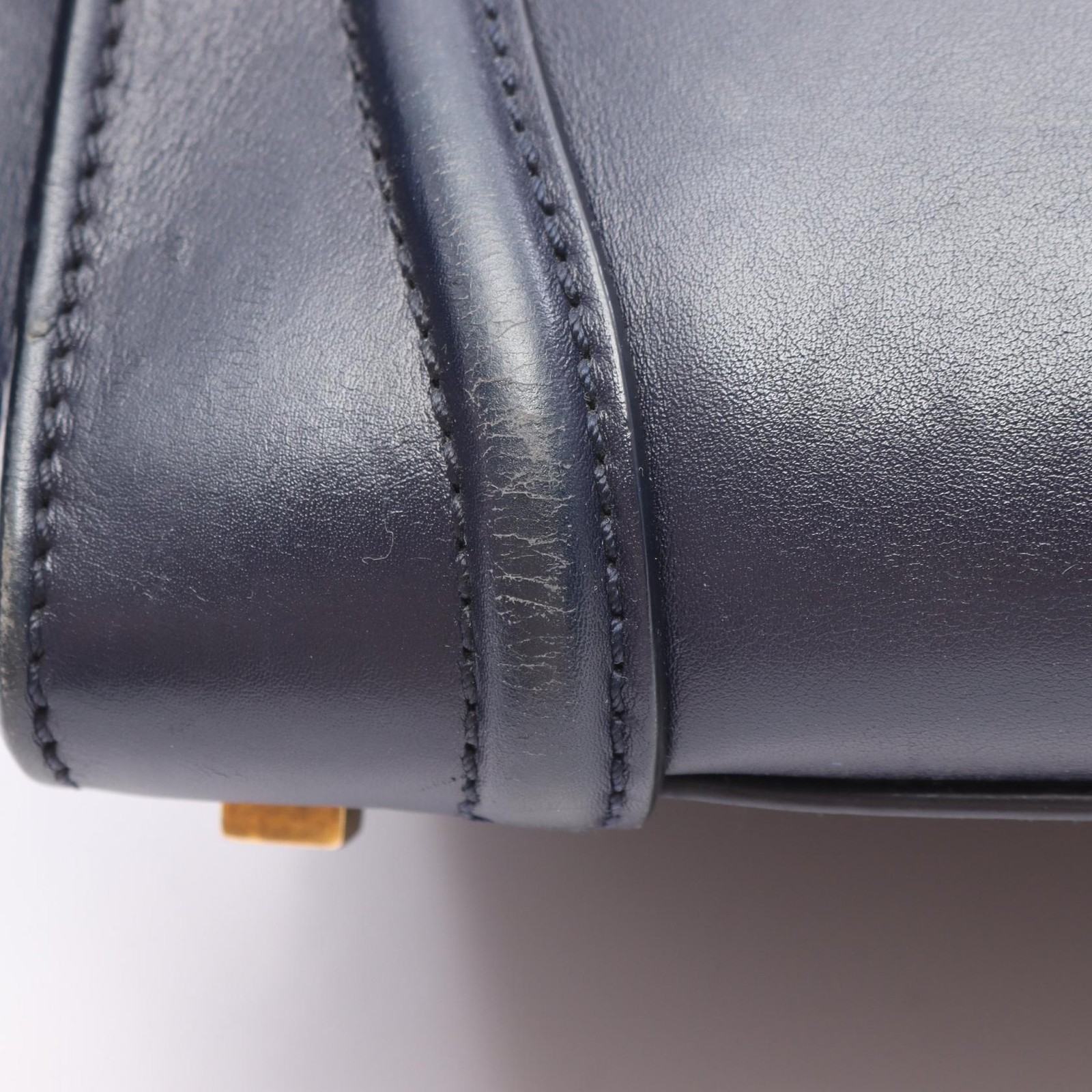 CELINE Luggage mini shopper Handbag 165213 leather Navy Used Women